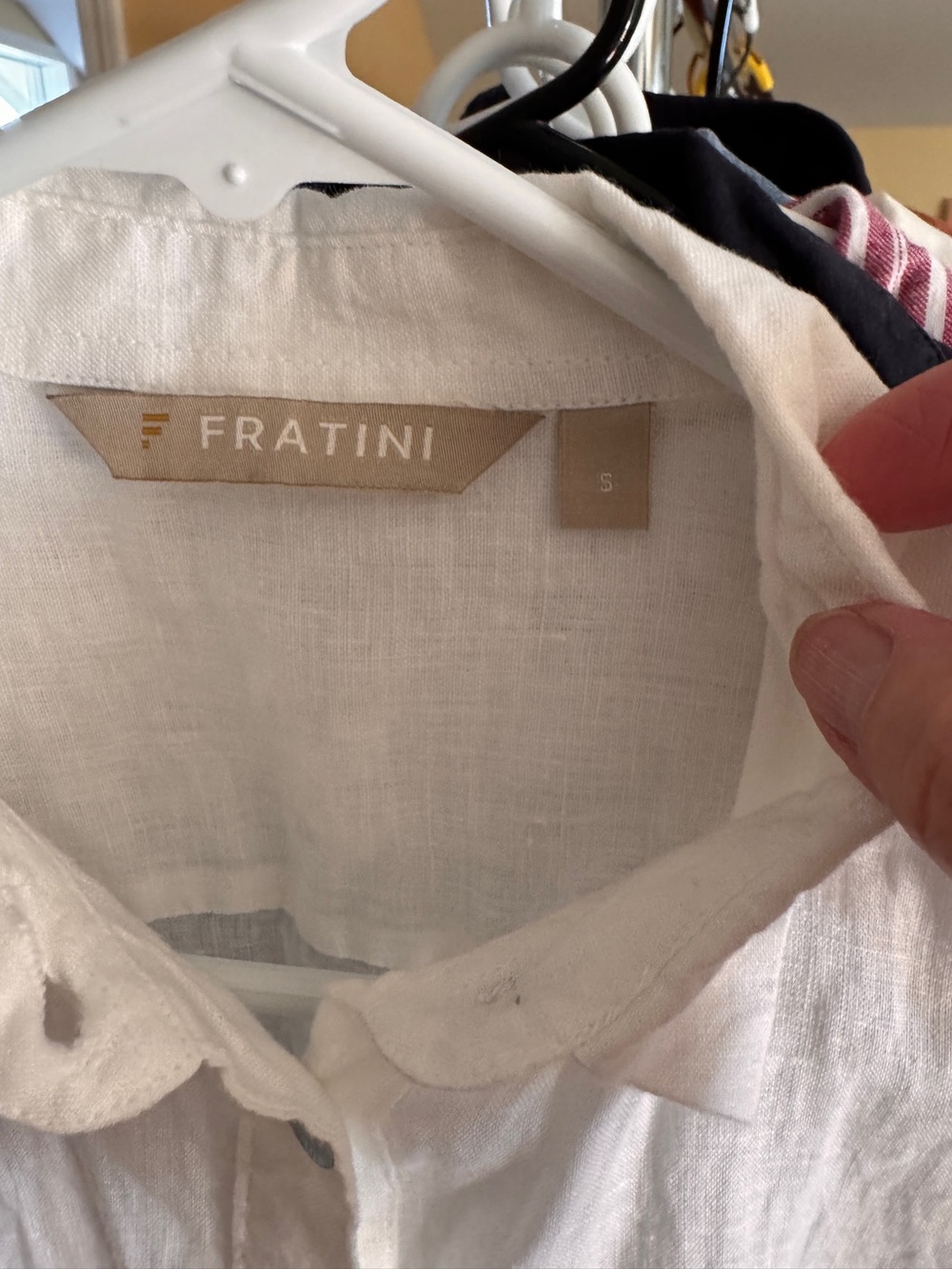 Fratini 100% Linen Button Front Shirt Women’s Small White Short Sleeve Collared - Picture 6 of 7